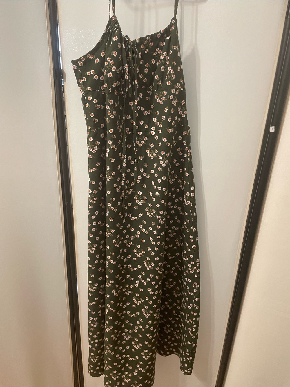 Olive Green Floral Maxi Dress